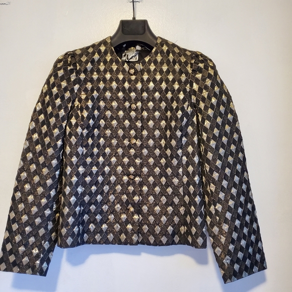 Wahls Vintage Black and Gold Blazer Women's Size 6 (S-M) - Picture 6 of 9
